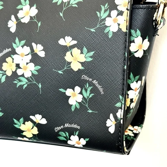 Steve Madden Blexi Structured Crossbody Bag in Black Floral Pattern - Picture 13 of 15
